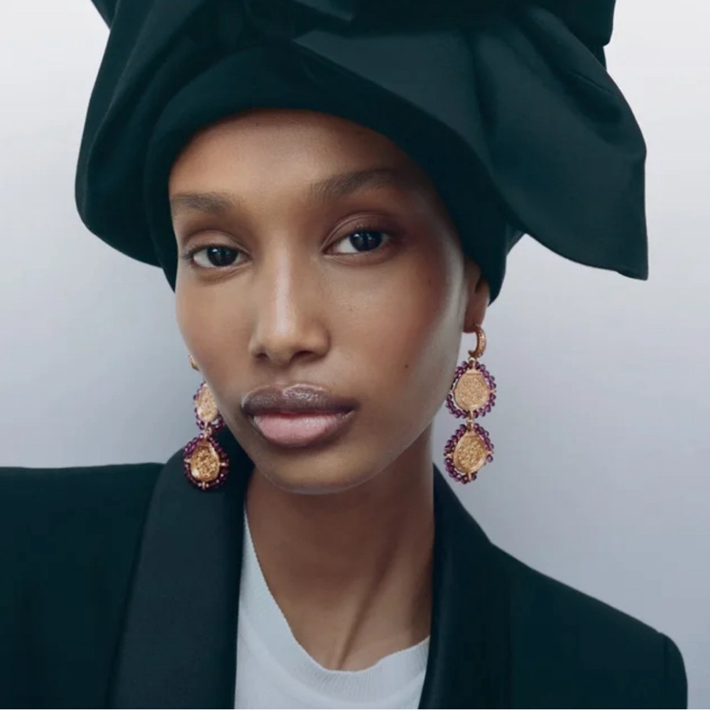 Coin Beaded Gold Drop Earrings